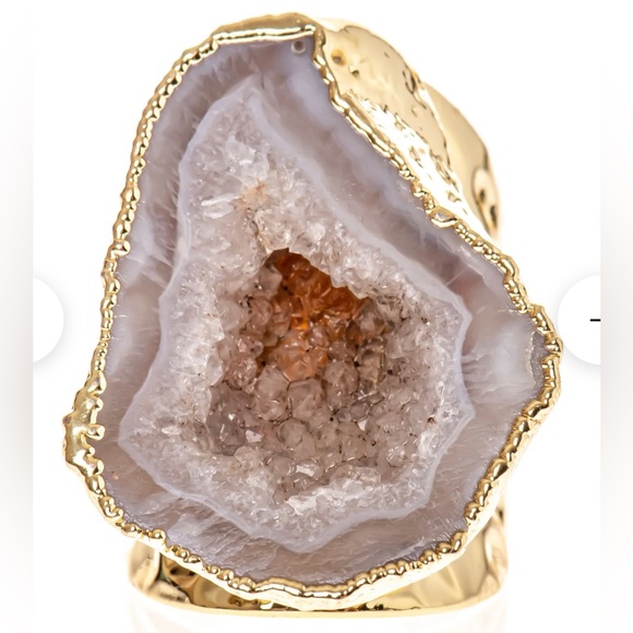 NWT Aria Lattner Raw Geode Cigar Ring - Picture 1 of 5